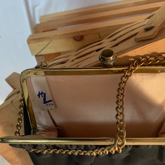 Vintage Henry Levine Black Evening Bag With Attached Coin Purse - Picture 9 of 13